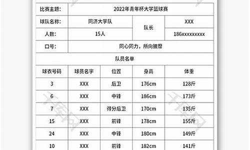 校园篮球比赛报名表_篮球比赛报名表电子版